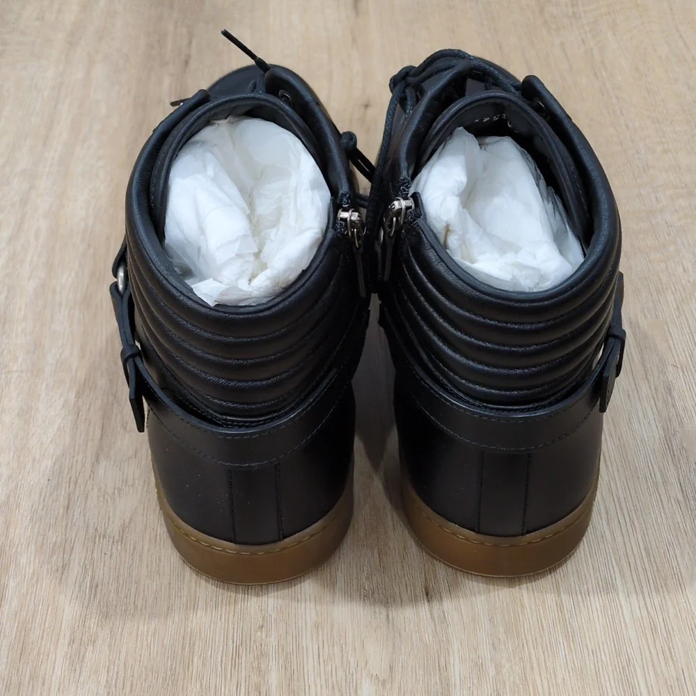 Gucci Black Leather Horsebit Accent High Top Sneakers NWOB - Picture 4 of 9